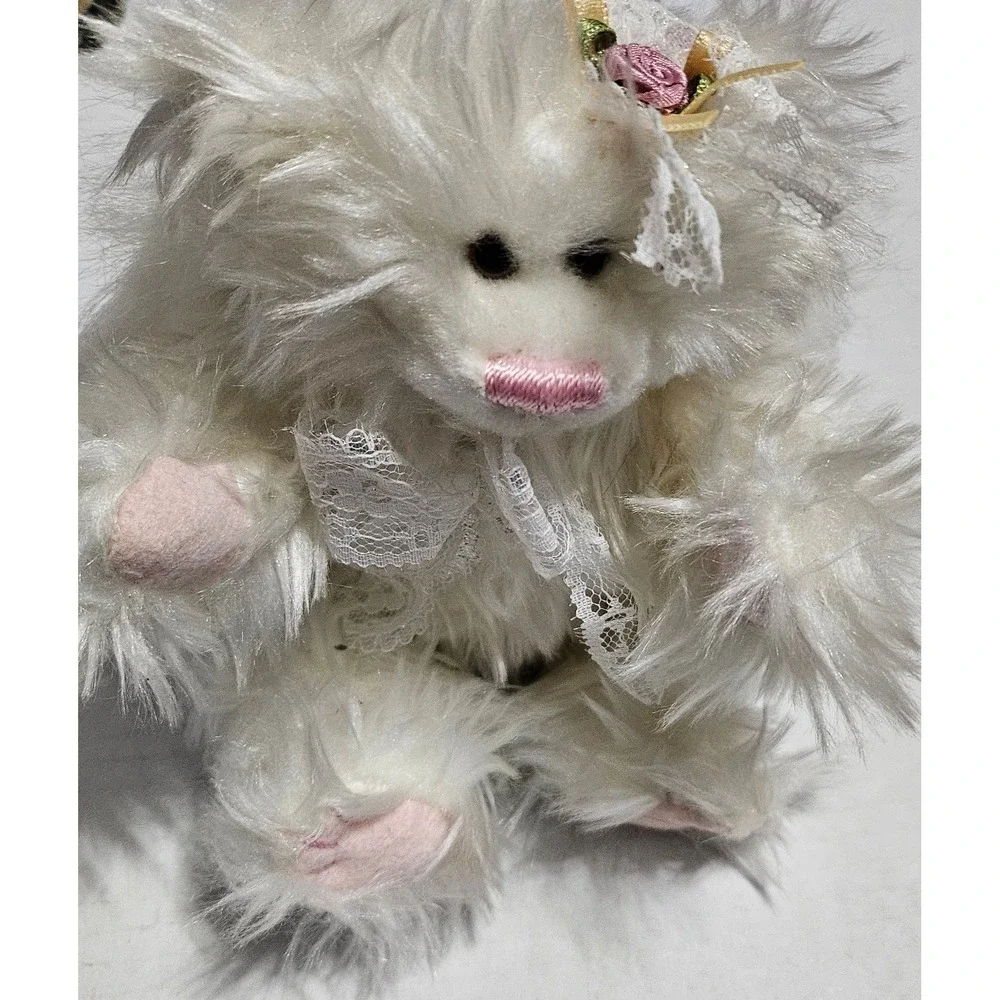 A&A Angel Teddy Bear Plush Jointed Stuffed Toy White W Wings Pink‎ Nose & Toes